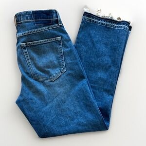 AMO Jeans Women's 28 x 28 Bella Crop Crush‎ Denim Relaxed High Rise Straight